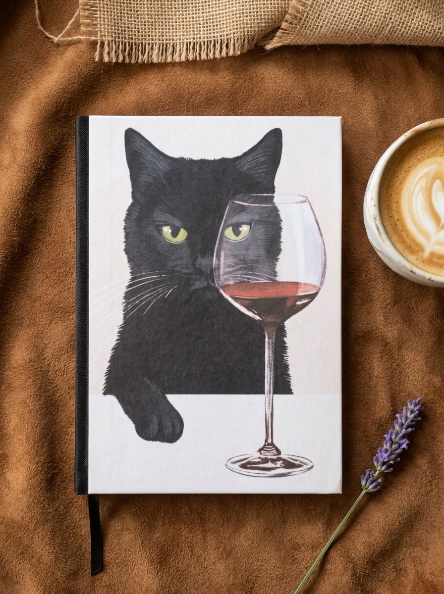 Gato con copa, cuaderno artesanal de Singular